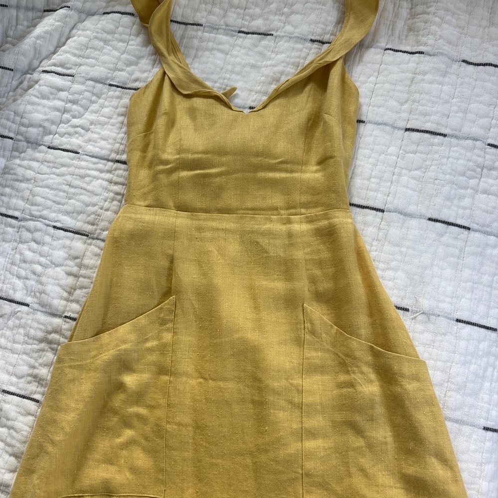 Reformation Yellow Backless Dress